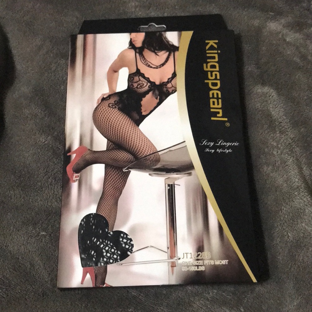 Sexy lingerie! Black mesh body stocking